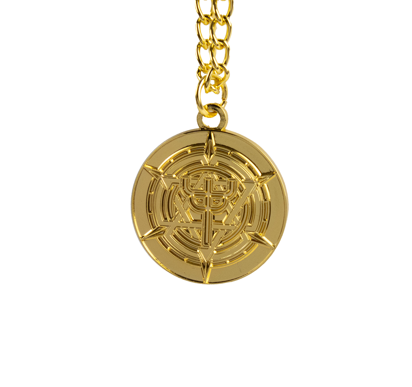 A fork emblem pendant from Judas Priest.