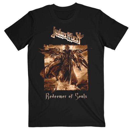Black cotton tee shirt with Redeemer of Souls artwork from Judas Priest.