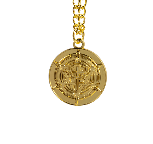 A fork emblem pendant from Judas Priest.